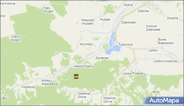 mapa Wieprzec gmina Zamość, Wieprzec gmina Zamość na mapie Targeo