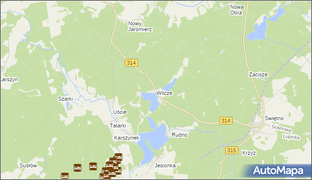 mapa Wilcze gmina Wolsztyn, Wilcze gmina Wolsztyn na mapie Targeo
