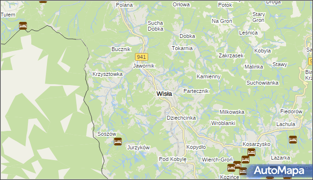 mapa Wisła, Wisła na mapie Targeo