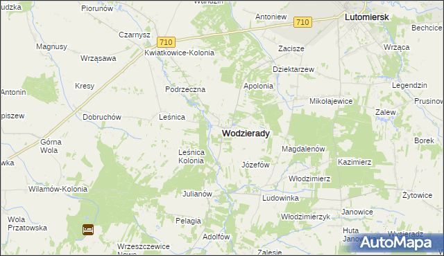 mapa Wodzierady, Wodzierady na mapie Targeo