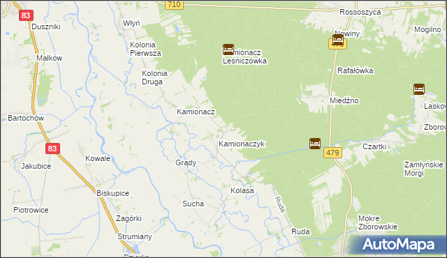 mapa Wojciechów gmina Sieradz, Wojciechów gmina Sieradz na mapie Targeo