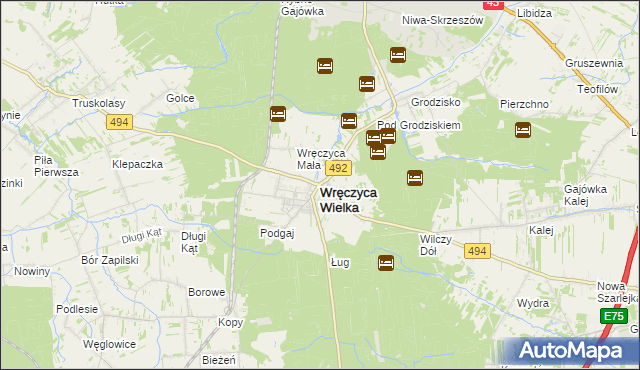 mapa Wręczyca Wielka, Wręczyca Wielka na mapie Targeo