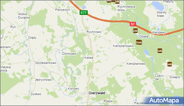 mapa Wróble gmina Grunwald, Wróble gmina Grunwald na mapie Targeo