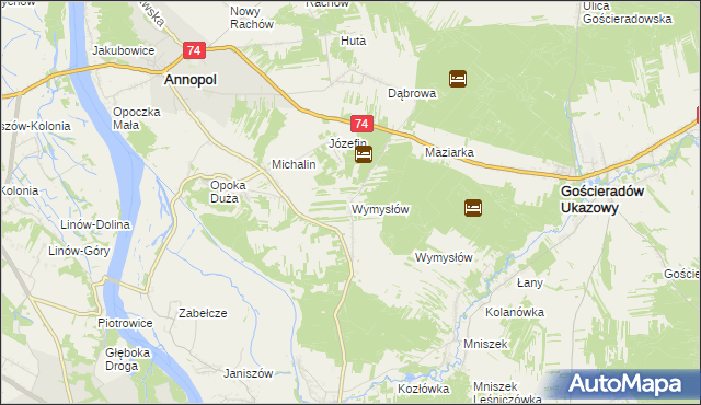 mapa Wymysłów gmina Annopol, Wymysłów gmina Annopol na mapie Targeo