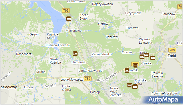 mapa Żarki-Letnisko, Żarki-Letnisko na mapie Targeo