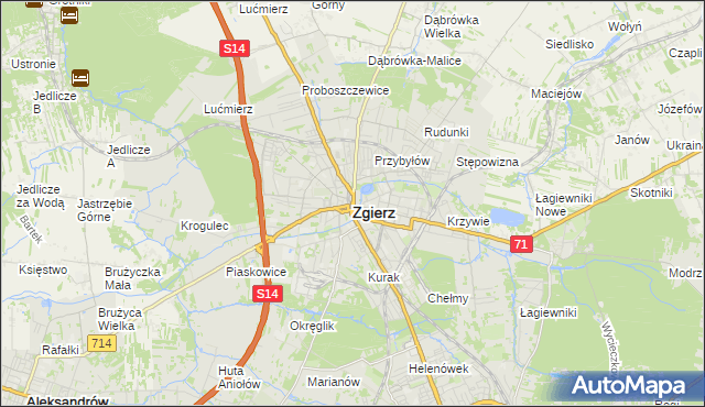 mapa Zgierz, Zgierz na mapie Targeo