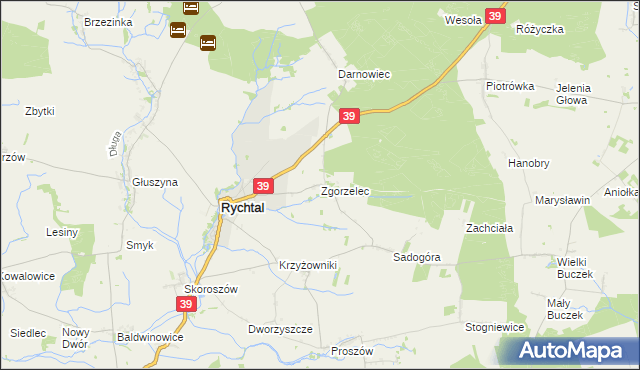 mapa Zgorzelec gmina Rychtal, Zgorzelec gmina Rychtal na mapie Targeo