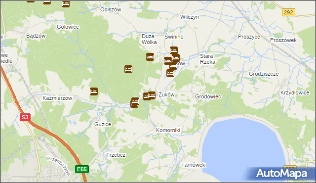 mapa Żuków gmina Polkowice, Żuków gmina Polkowice na mapie Targeo