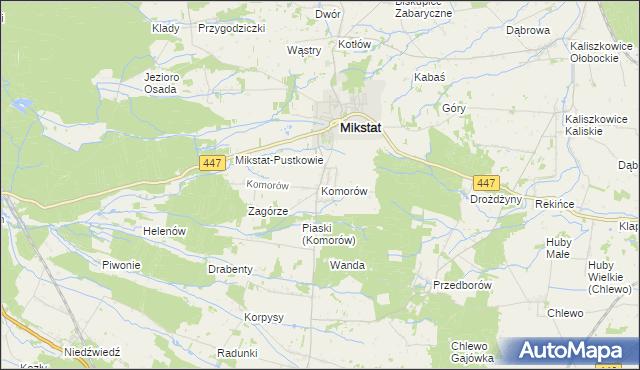 mapa Komorów gmina Mikstat, Komorów gmina Mikstat na mapie Targeo