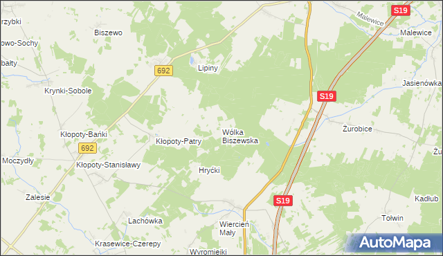 mapa Wólka Biszewska, Wólka Biszewska na mapie Targeo