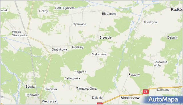 mapa Mękarzów, Mękarzów na mapie Targeo