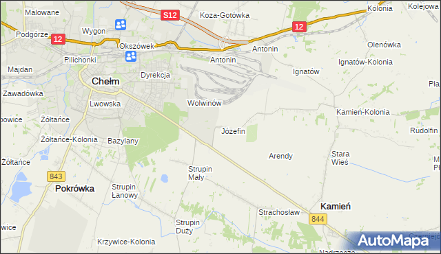 mapa Józefin gmina Kamień, Józefin gmina Kamień na mapie Targeo