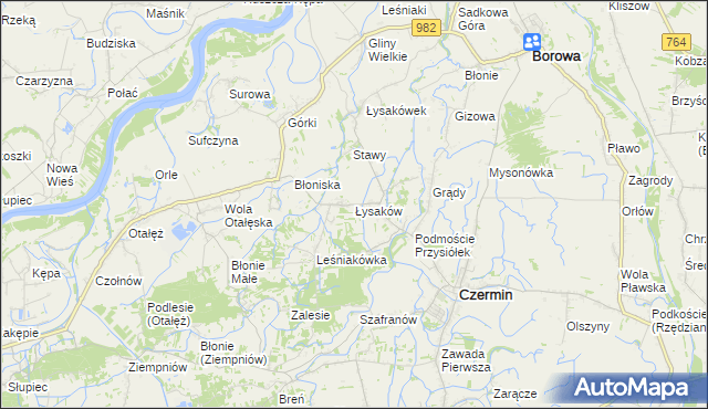 mapa Łysaków gmina Czermin, Łysaków gmina Czermin na mapie Targeo