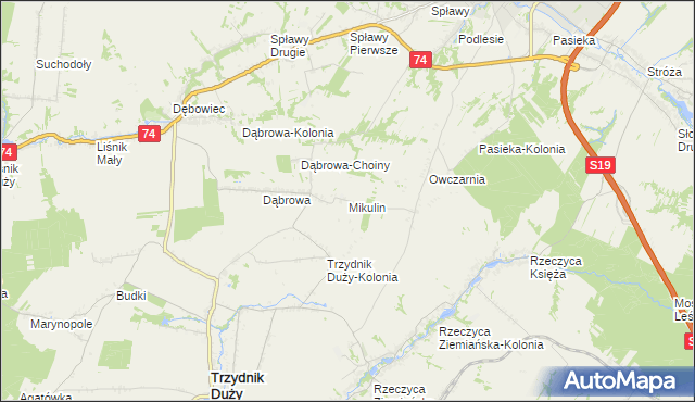 mapa Mikulin gmina Kraśnik, Mikulin gmina Kraśnik na mapie Targeo