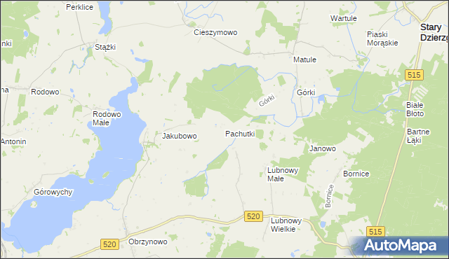 mapa Pachutki, Pachutki na mapie Targeo