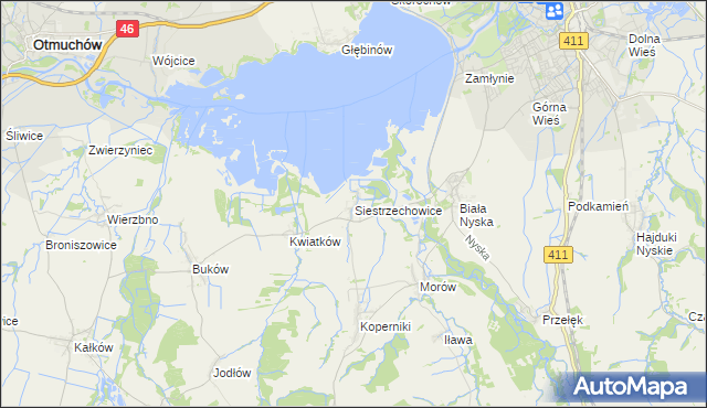 mapa Siestrzechowice, Siestrzechowice na mapie Targeo