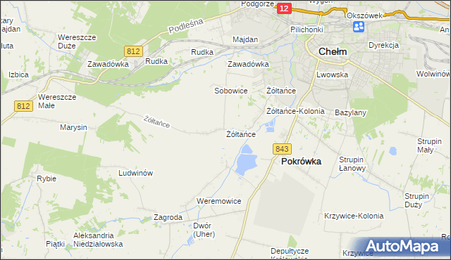 mapa Żółtańce, Żółtańce na mapie Targeo