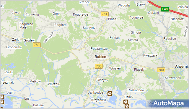 mapa Babice powiat chrzanowski, Babice powiat chrzanowski na mapie Targeo