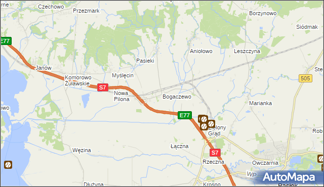 mapa Bogaczewo gmina Elbląg, Bogaczewo gmina Elbląg na mapie Targeo