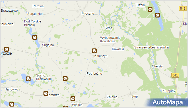 mapa Boleszyn gmina Grodziczno, Boleszyn gmina Grodziczno na mapie Targeo