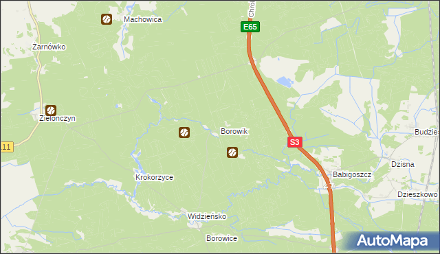 mapa Borowik gmina Przybiernów, Borowik gmina Przybiernów na mapie Targeo