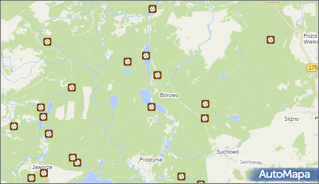mapa Borowo gmina Kalisz Pomorski, Borowo gmina Kalisz Pomorski na mapie Targeo