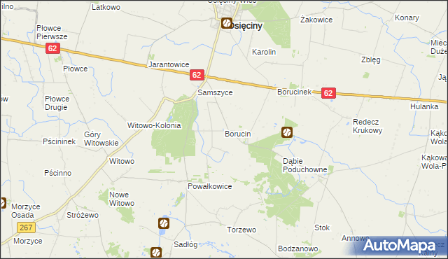 mapa Borucin gmina Osięciny, Borucin gmina Osięciny na mapie Targeo