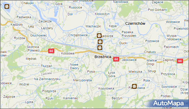 mapa Brzeźnica powiat wadowicki, Brzeźnica powiat wadowicki na mapie Targeo