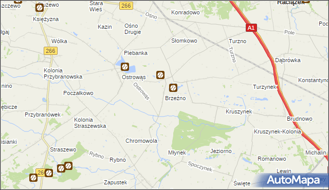 mapa Brzeźno gmina Koneck, Brzeźno gmina Koneck na mapie Targeo