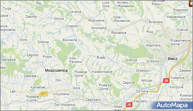 mapa Bugaj gmina Biecz, Bugaj gmina Biecz na mapie Targeo