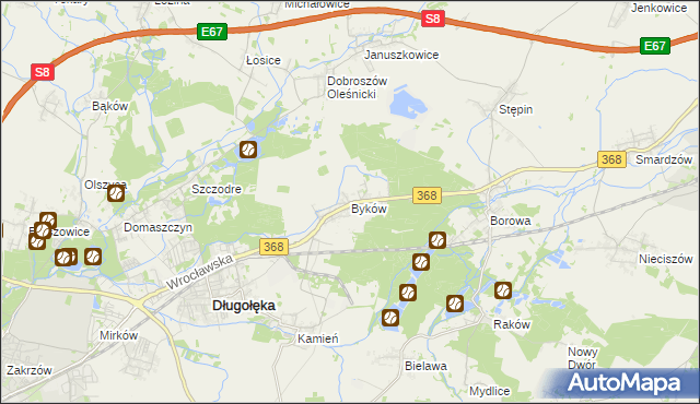 mapa Byków, Byków na mapie Targeo