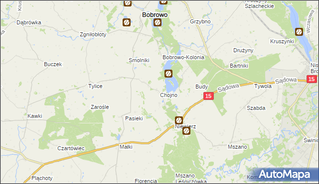 mapa Chojno gmina Bobrowo, Chojno gmina Bobrowo na mapie Targeo
