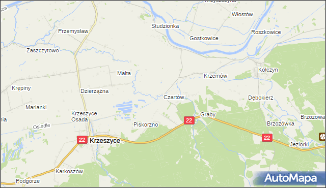 mapa Czartów, Czartów na mapie Targeo