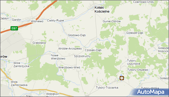 mapa Czosaki-Dąb, Czosaki-Dąb na mapie Targeo