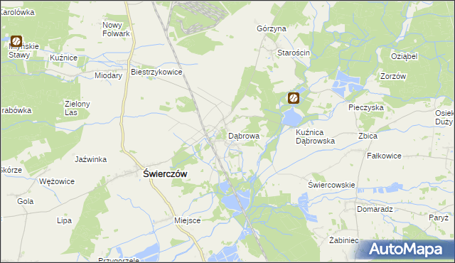 mapa Dąbrowa gmina Świerczów, Dąbrowa gmina Świerczów na mapie Targeo