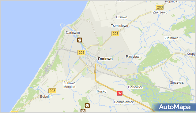 mapa Darłowo, Darłowo na mapie Targeo