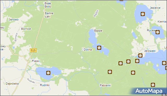 mapa Dolina gmina Susz, Dolina gmina Susz na mapie Targeo