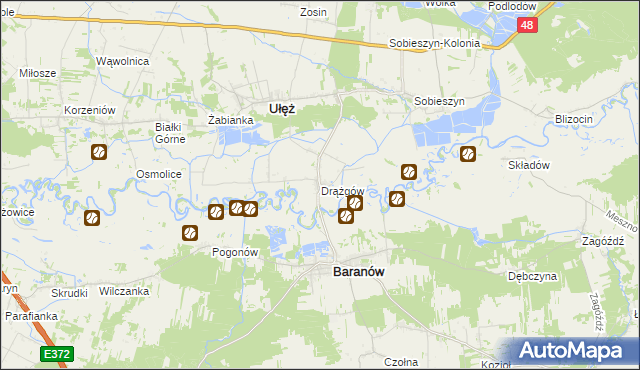 mapa Drążgów, Drążgów na mapie Targeo