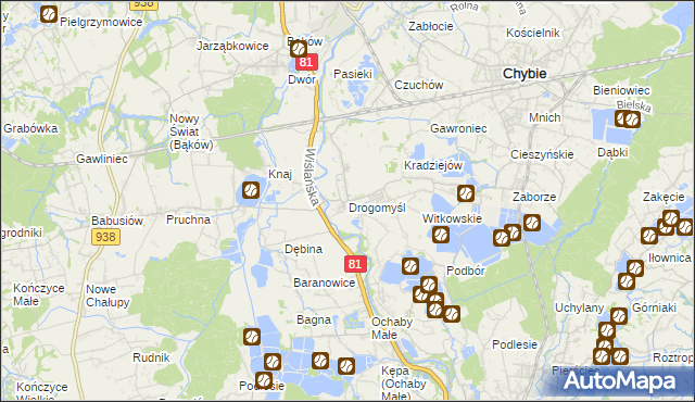 mapa Drogomyśl, Drogomyśl na mapie Targeo