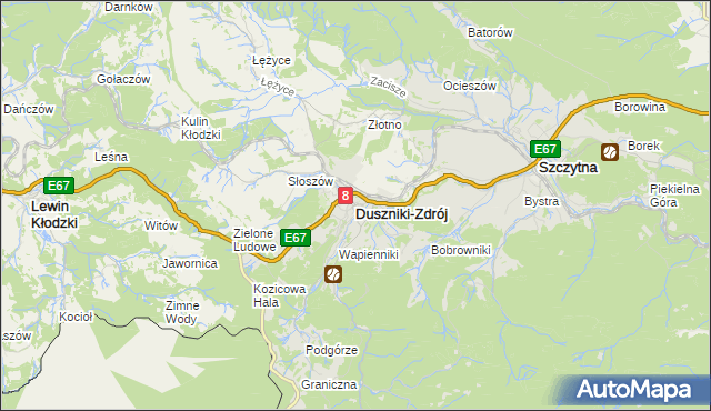 mapa Duszniki-Zdrój, Duszniki-Zdrój na mapie Targeo