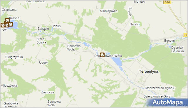 mapa Dzierzkowice-Wola, Dzierzkowice-Wola na mapie Targeo