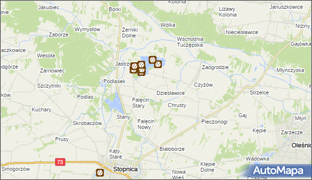 mapa Dziesławice gmina Stopnica, Dziesławice gmina Stopnica na mapie Targeo