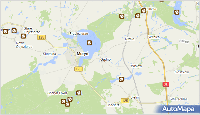 mapa Gądno, Gądno na mapie Targeo