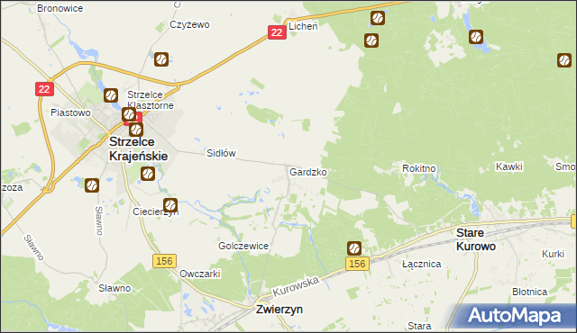 mapa Gardzko, Gardzko na mapie Targeo