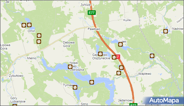 mapa Gąsiorowo Olsztyneckie, Gąsiorowo Olsztyneckie na mapie Targeo