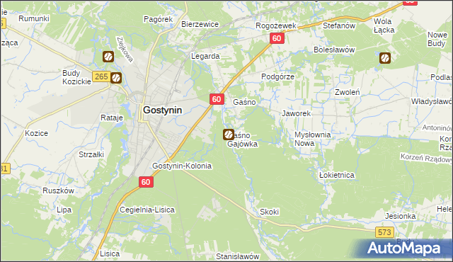 mapa Gaśno Gajówka, Gaśno Gajówka na mapie Targeo