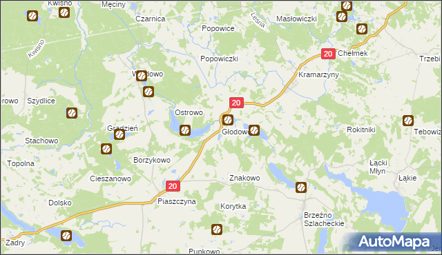 mapa Głodowo gmina Miastko, Głodowo gmina Miastko na mapie Targeo