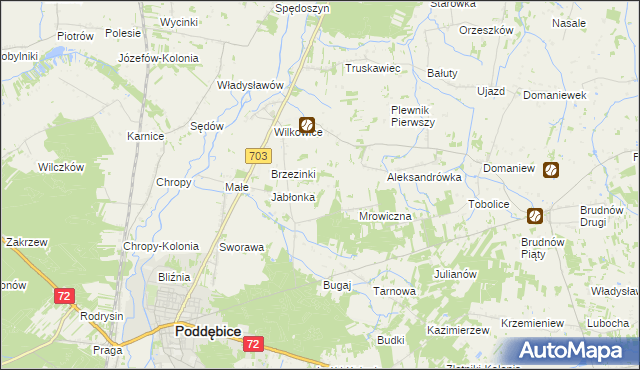 mapa Golice gmina Poddębice, Golice gmina Poddębice na mapie Targeo