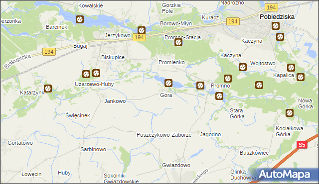 mapa Góra gmina Pobiedziska, Góra gmina Pobiedziska na mapie Targeo