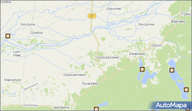 mapa Goszczanowiec, Goszczanowiec na mapie Targeo